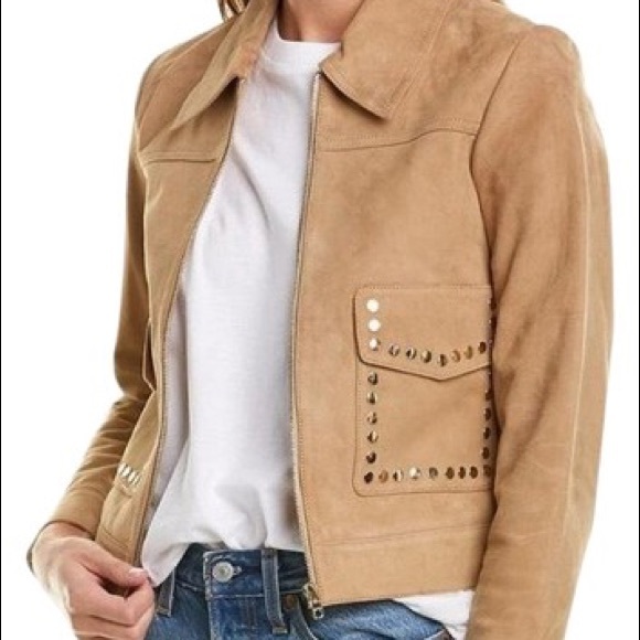 Sandro Patriote Sable Embellished Suede Jacket A2A